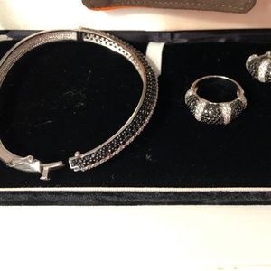 Cruise pack- Matching Silver set, dinner ring, earrings bracelet w gems